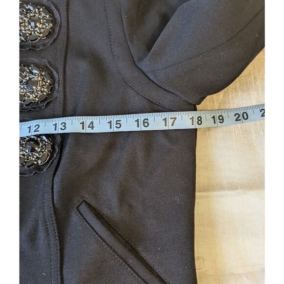 INC International Concepts Black Jacket US M Stones Embellished Military - Picture 5 of 8